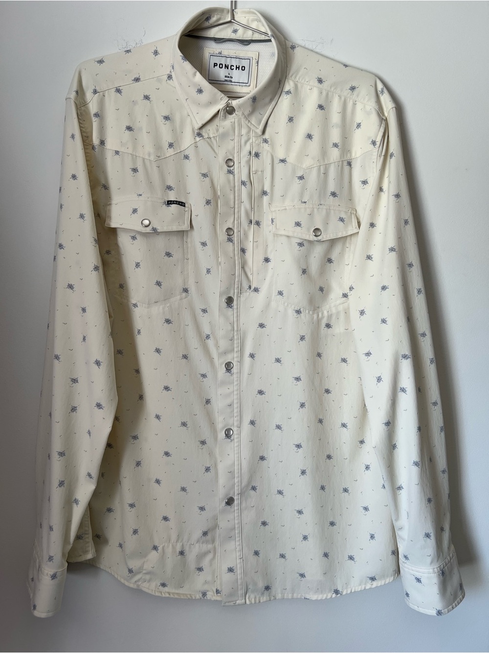 Poncho Estacado Classic Western Shirt Cream Outdoors UPF 50+ Large - Picture 2 of 12
